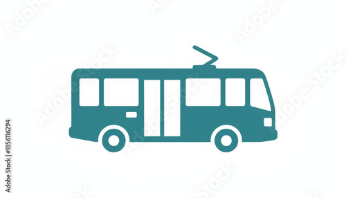 Public transport trolleybus icon. Flat vector silhouette of an electric bus. Urban transportation symbol for UI and maps