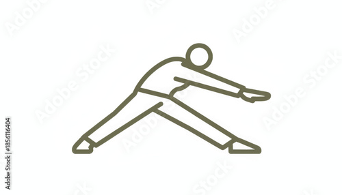 Stretching icon vector illustration. Line art exercise symbol for fitness and yoga apps. Minimalist graphic design element isolated on white