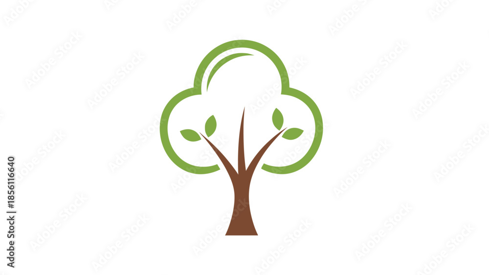 Obraz premium Simple Green Tree Logo Design Element.