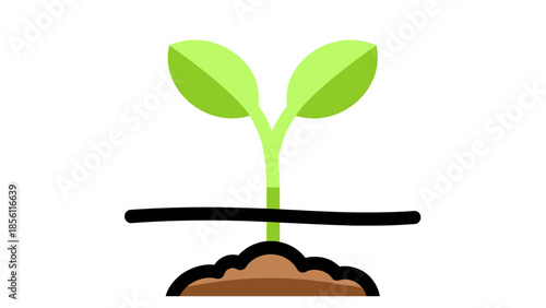 Green Seedling Growing from Soil Illustration.