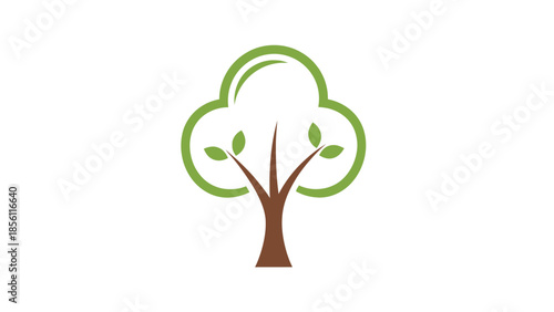 Simple Green Tree Logo Design Element.