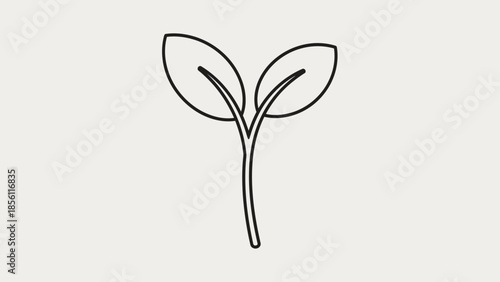 Simple Line Drawing of a Seedling.