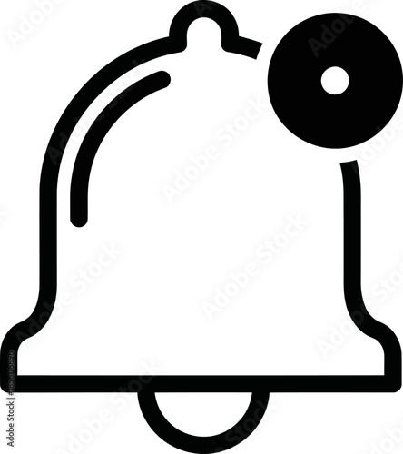 Monochrome Bell Icon with Notification Badge for Alerts and Updates notification bell icon
