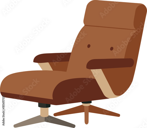 Mid Century Modern Recliner Chair with Ottoman Flat Illustration