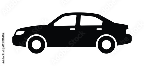 Black vector silhouette of a four-door sedan car design