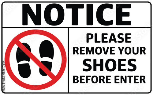 please remove your shoes before enter sign vector