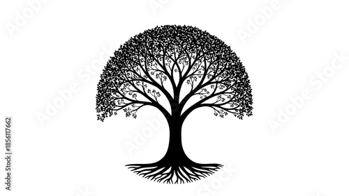 Tree Silhouette with Roots and Branches.