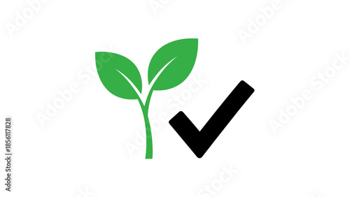 Green Sprout with Black Checkmark Symbol.