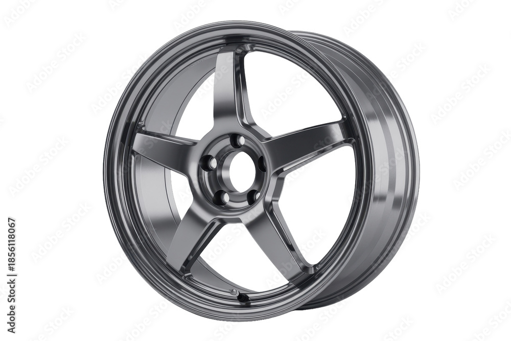 Fototapeta premium Silver Car Wheel Rim on Isolated Background