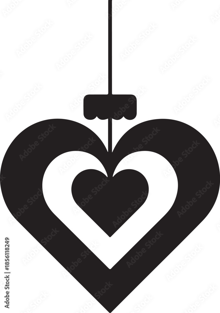 Obraz premium Minimal Hanging Ornament SVG with Layered Heart Geometry – No Inner Cuts Clean Vector Design