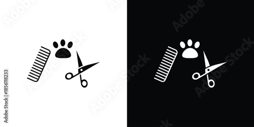 Pet grooming icons. Vector Template Illustration Symbol Pixels Perfect