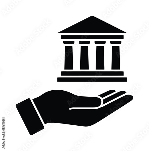Vector hand holding icon of a government building