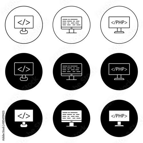 Programming Icon Set – Coding, Software Development, Web Development and Technology Symbols