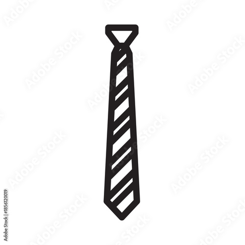 Minimalist striped necktie icon representing formal business attire and professional fashion, perfect for design elements, corporate branding, or elegant clothing symbols