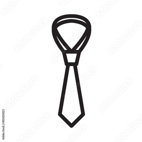 Classic black outline vector icon of a necktie, symbolizing professional business attire, formal elegance, and sophisticated menswear for corporate and celebratory occasions