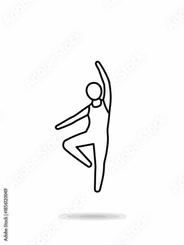 A gymnast performs a rhythmic routine with a ribbon in a studio environment from a front viewpoint