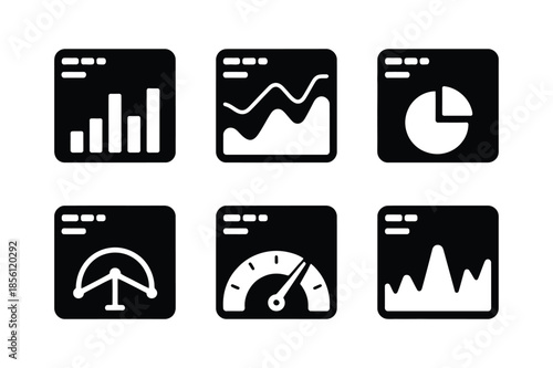 Data analysis dashboard icons for business and statistics