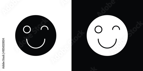 Smile wink icons. Vector Template Illustration Symbol Pixels Perfect