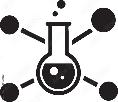 Science Experiment Icon with Test Tube and Chemical Bubbles