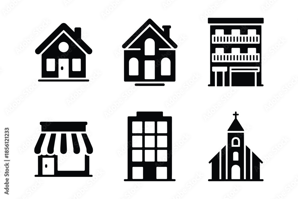 Fototapeta premium Urban Architecture and Real Estate Building Vector Icons