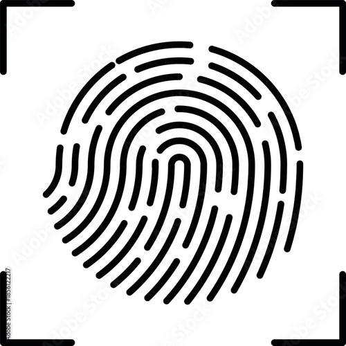 Minimal fingerprint design symbolizing identity, security, and biometric authentication