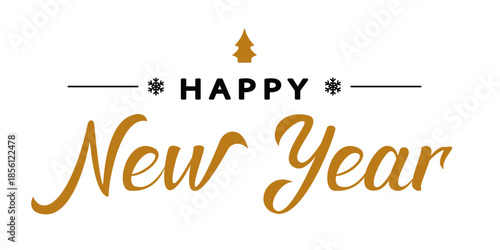 Happy New Year celebration with elegant gold and black design