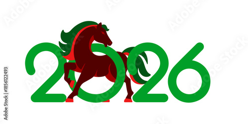 Red horse jumping over 2022 year number in dynamic motion