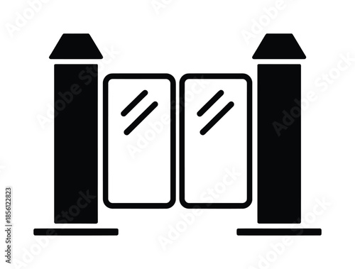 Black vector icon of double turnstile gate