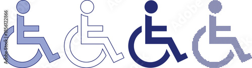 Disabled Person Icons in Various Colors and Styles on White Background
