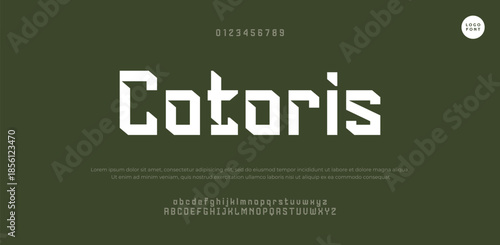 Cotoris Minimal modern logo alphabet font. Typography abstract minimalist sans serif technology, electronic, digital, music, movie, creative logos fonts. vector illustration