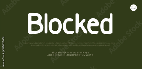 Blocked Trendy display typeface bold serif. Modern vintage alphabet collection. Uppercase, lowercase, stylish alternate typography. Vector illustration