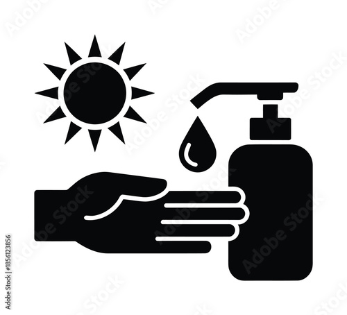 Vector illustration emphasizes cleanliness and sun protection.