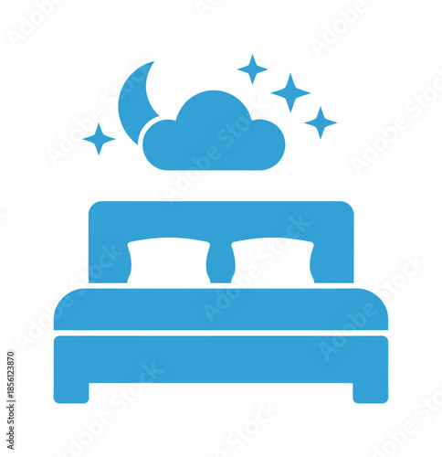 Vector illustration of a cozy bed under starry night sky