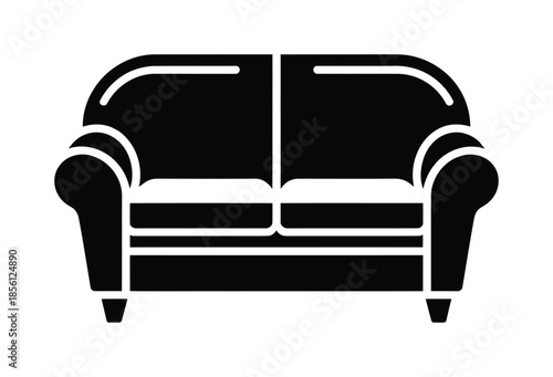 Black and white vector icon of a sofa