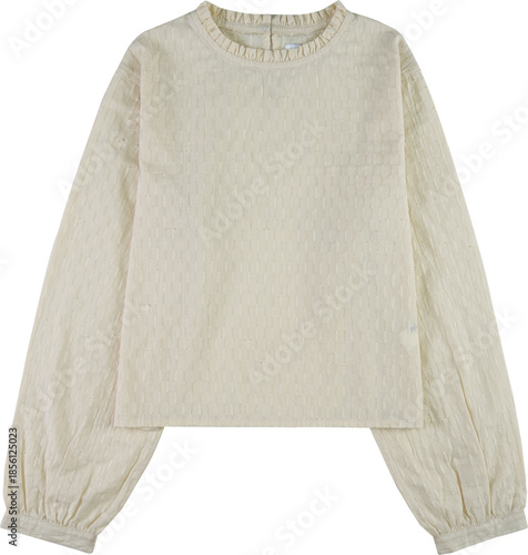 Bild auf Leinwand Elegant cream textured blouse isolated on transparent background