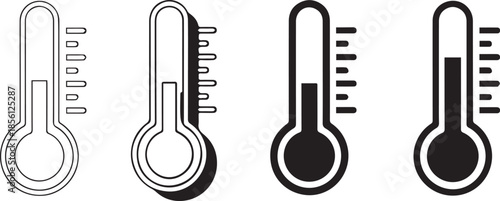 Four thermometer icons with varying temperature levels and minimalist design