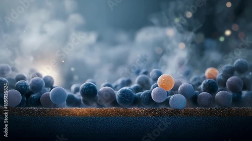 Medium shot focusing on a catalytic waste cover layer interacting with vehicle emissions illustrating advanced chemical breakdown of airborne pollutants.