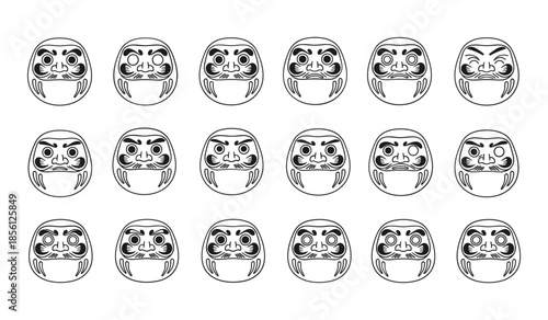 Multiple Daruma Dolls with Different Facial Expressions Pattern japan japanese