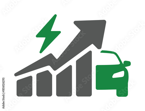 Vector graphic shows growth of electric vehicles in market
