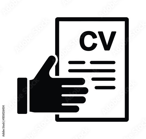 Vector illustration of hand holding a CV document