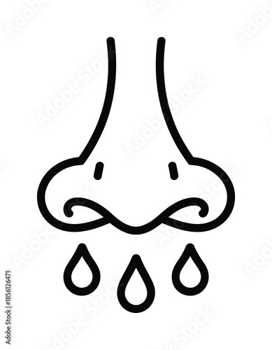 Vector illustration showing a nose with dripping water drops