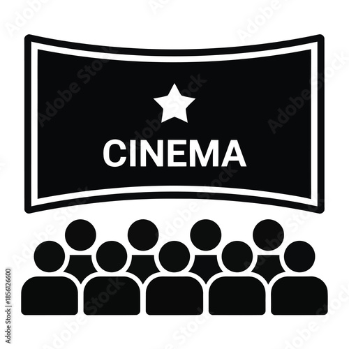 Vector illustration of people watching a movie in a cinema.