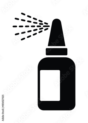 Black vector illustration of spray bottle with mist