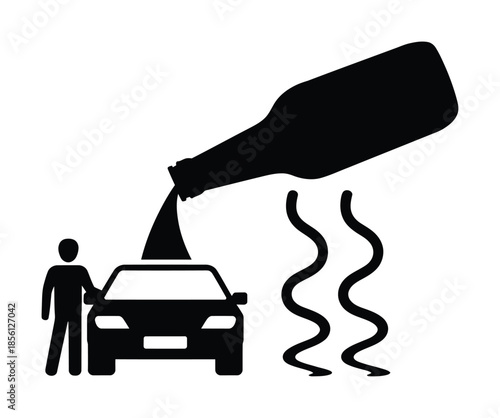 Vector illustration depicts dangers of drunk driving in clear warning image