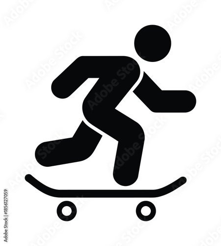 Black vector illustration of a man skateboarding dynamically on smooth surface