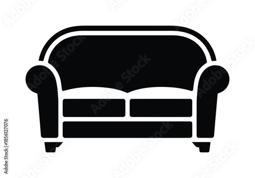 Black vector illustration of comfortable sofa with armrests
