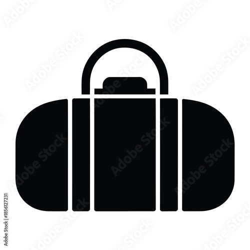 Black and white vector illustration of a duffel bag