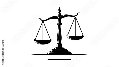 Elegant Stylized Balance Scale Icon Representing Justice and Fairness on Isolated White Background