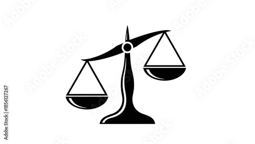 Simple Balance Scale Icon Representing Justice and Equality on Isolated White Background