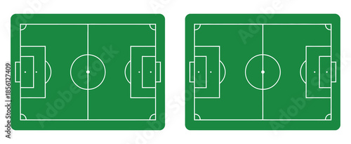 A football field icon — soccer pitch vector, sports stadium layout, turf illustration for athletic games, stadium design, sports event planning, training, and recreational activity visualization.
